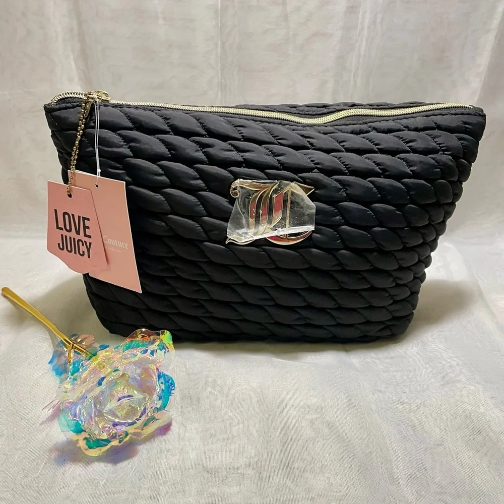Juicy Couture Black Quilted Cosmetic Bag, NWT